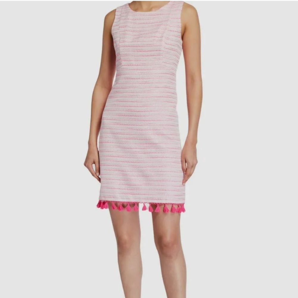 Eliza J Women's Pink Sleeveless Metallic Crew Neck Shift Dress